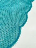 French Double-Scalloped Swiss-Dotted Fishnet Lace with Mechanical Stretch - Turquoise Blue