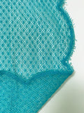 French Double-Scalloped Swiss-Dotted Fishnet Lace with Mechanical Stretch - Turquoise Blue