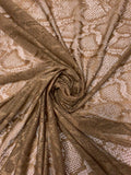 Italian Snakeskin Lace with Vertical Stretch - Brown