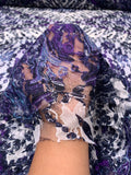 Floral Lace with Abstract Print - Purple / Navy / Off-White