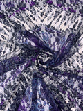 Floral Lace with Abstract Print - Purple / Navy / Off-White