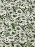 Floral Printed and Puckered Stretch Lace with Lurex Fibers - Moss Green / Off-White