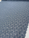 Double-Scalloped Floral Stretch Lace with Sequins - Slate Blue