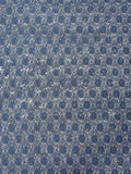 Double-Scalloped Floral Stretch Lace with Sequins - Slate Blue