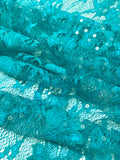 Floral Stretch Lace with Sequins - Teal