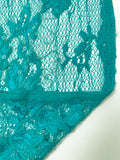 Floral Stretch Lace with Sequins - Teal