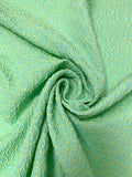 Swirl Motif Textured Brocade - Lime / Aqua Blue