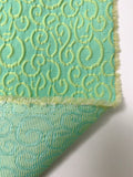 Swirl Motif Textured Brocade - Lime / Aqua Blue
