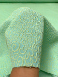 Swirl Motif Textured Brocade - Lime / Aqua Blue