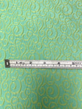 Swirl Motif Textured Brocade - Lime / Aqua Blue