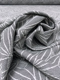 Made in Switzerland Leaf Design Brocade - Dark Navy / White