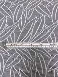 Made in Switzerland Leaf Design Brocade - Dark Navy / White