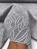 Made in Switzerland Leaf Design Brocade - Dark Navy / White