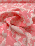 Floral with Metallic Dots Brocade - Coral  Gold / Champagne