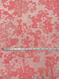 Floral with Metallic Dots Brocade - Coral  Gold / Champagne