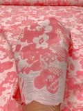 Floral with Metallic Dots Brocade - Coral  Gold / Champagne