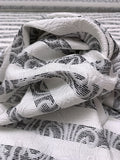 Made in Switzerland Striped and Paisley Jacquard Brocade - White / Black