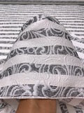 Made in Switzerland Striped and Paisley Jacquard Brocade - White / Black