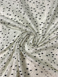 Textured Wavy Floral and Dotted Brocade - Off-White / Black