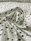 Textured Wavy Floral and Dotted Brocade - Off-White / Black
