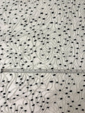 Textured Wavy Floral and Dotted Brocade - Off-White / Black