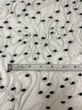 Textured Wavy Floral and Dotted Brocade - Off-White / Black