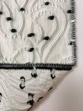 Textured Wavy Floral and Dotted Brocade - Off-White / Black