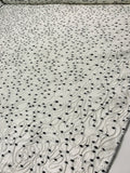 Textured Wavy Floral and Dotted Brocade - Off-White / Black