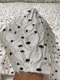 Textured Wavy Floral and Dotted Brocade - Off-White / Black