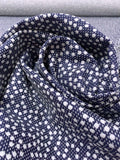 Made in Switzerland Dotted Cotton Brocade - Navy / White