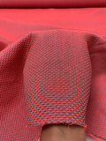 Italian Textured Honeycomb Brocade - Hot Coral / Grey