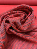 Italian Textured Honeycomb Brocade - Hot Coral / Grey