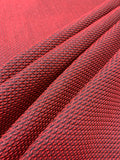 Italian Textured Honeycomb Brocade - Hot Coral / Grey