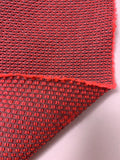 Italian Textured Honeycomb Brocade - Hot Coral / Grey