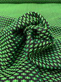 Textured Bow-Dot Brocade - Neon Green / Black