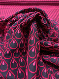 Teardrop Textured Stretch Brocade - Magenta / Navy
