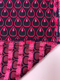 Teardrop Textured Stretch Brocade - Magenta / Navy