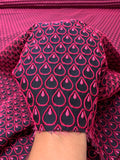 Teardrop Textured Stretch Brocade - Magenta / Navy