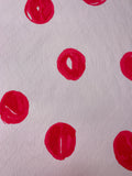Italian Painterly Circles Printed Textured Lightweight Brocade - Off-White / Raspberry