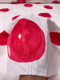 Italian Painterly Circles Printed Textured Lightweight Brocade - Off-White / Raspberry