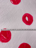 Italian Painterly Circles Printed Textured Lightweight Brocade - Off-White / Raspberry