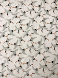 Italian Flying Cranes Brocade - Off-White / Grey / Tan / Black