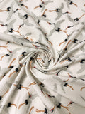 Italian Flying Cranes Brocade - Off-White / Grey / Tan / Black