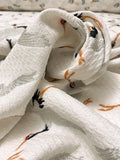 Italian Flying Cranes Brocade - Off-White / Grey / Tan / Black