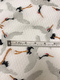 Italian Flying Cranes Brocade - Off-White / Grey / Tan / Black