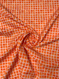 Italian Printed Squares on Lightweight Jacquard Brocade - Orange / Nude