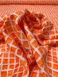 Italian Printed Squares on Lightweight Jacquard Brocade - Orange / Nude