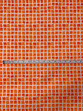 Italian Printed Squares on Lightweight Jacquard Brocade - Orange / Nude