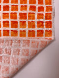 Italian Printed Squares on Lightweight Jacquard Brocade - Orange / Nude