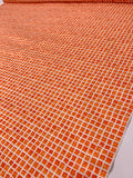 Italian Printed Squares on Lightweight Jacquard Brocade - Orange / Nude